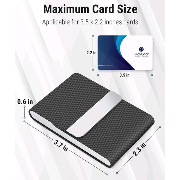 MaxGear Business Card Holder, PU Leather & Stainless Steel Business Card Case - Picture 9 of 9